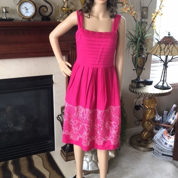 Sangria Pink Ruched Embroidered Dress - Picture 5 of 16